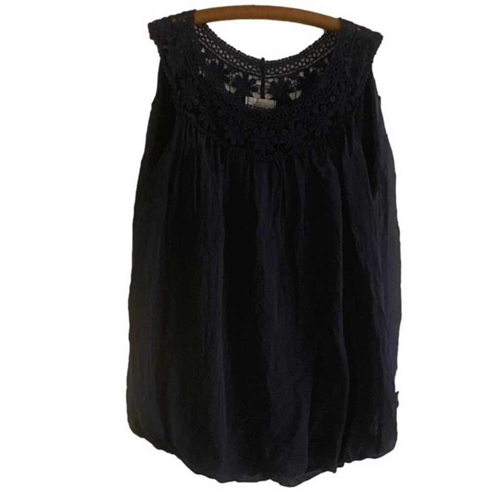 AMBRA Made in Italy Sleeveless Pullover 100% Silk Navy Women’s Small